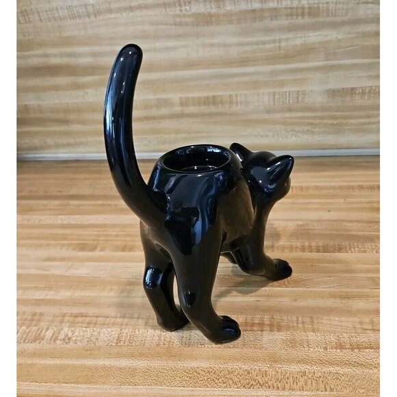 PARTYLITE Black Cat Ceramic Tealight Candle Holder Display Use Only - Picture 3 of 9